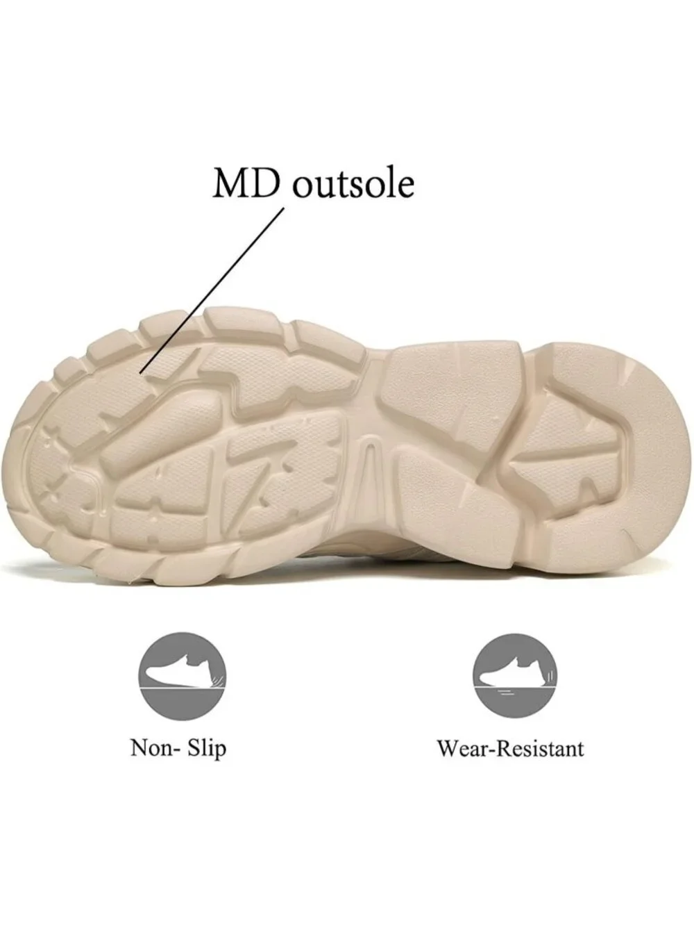Men's Beige Running Shoes Non Slip Breathable Sneakers Slip Resistant Athletic